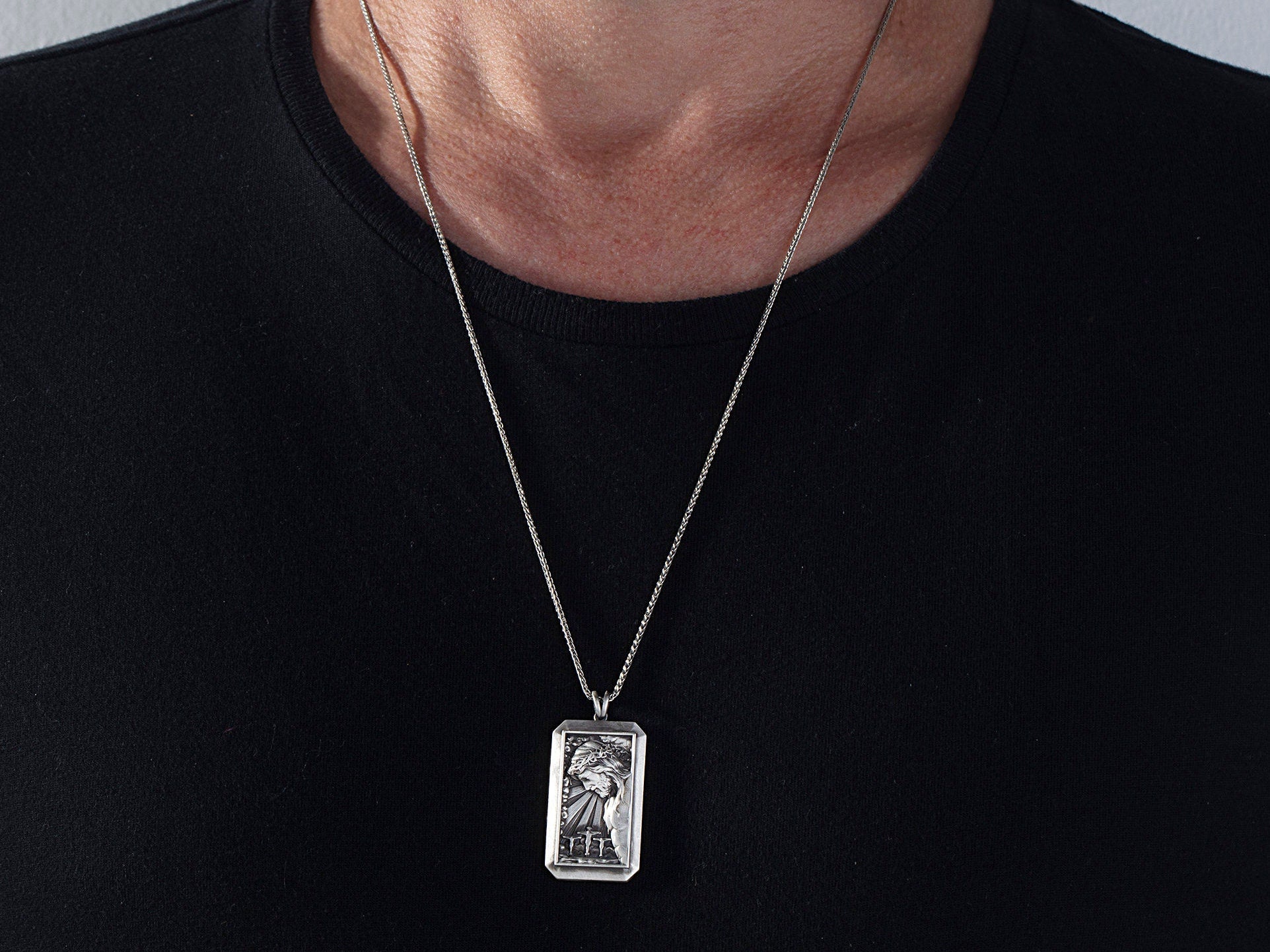 Sterling Silver Jesus Crucifix Necklace For Men, Cross Necklace For Women, Unisex Religious Jewelry, Unique Gift For Father's Day