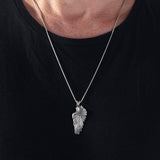 Guardian Angel Wing Men Necklace, Angel Wing Pendant, Sterling Silver Angel Pendant, Religious Charm Necklace, Unique Gift For Father's Day
