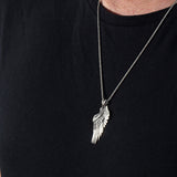 Guardian Angel Wing Men Necklace, Angel Wing Pendant, Sterling Silver Angel Pendant, Religious Charm Necklace, Unique Gift For Father's Day