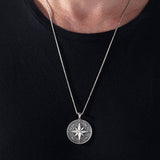 Sterling Silver Compass Necklace For Men, North Star Compass Necklaces, Gift For Sailor Men, Personalized Gift, Unique Gift For Father's Day