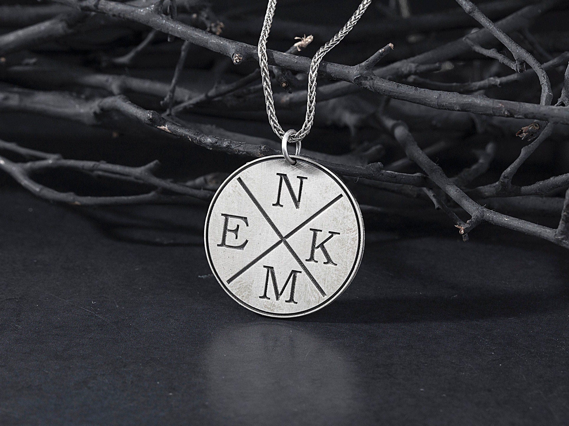Personalized Necklace For Mens, Circle Man Pendants, Customized Family Initial Name Necklace, Letter Necklace, Unique Gift For Father's Day