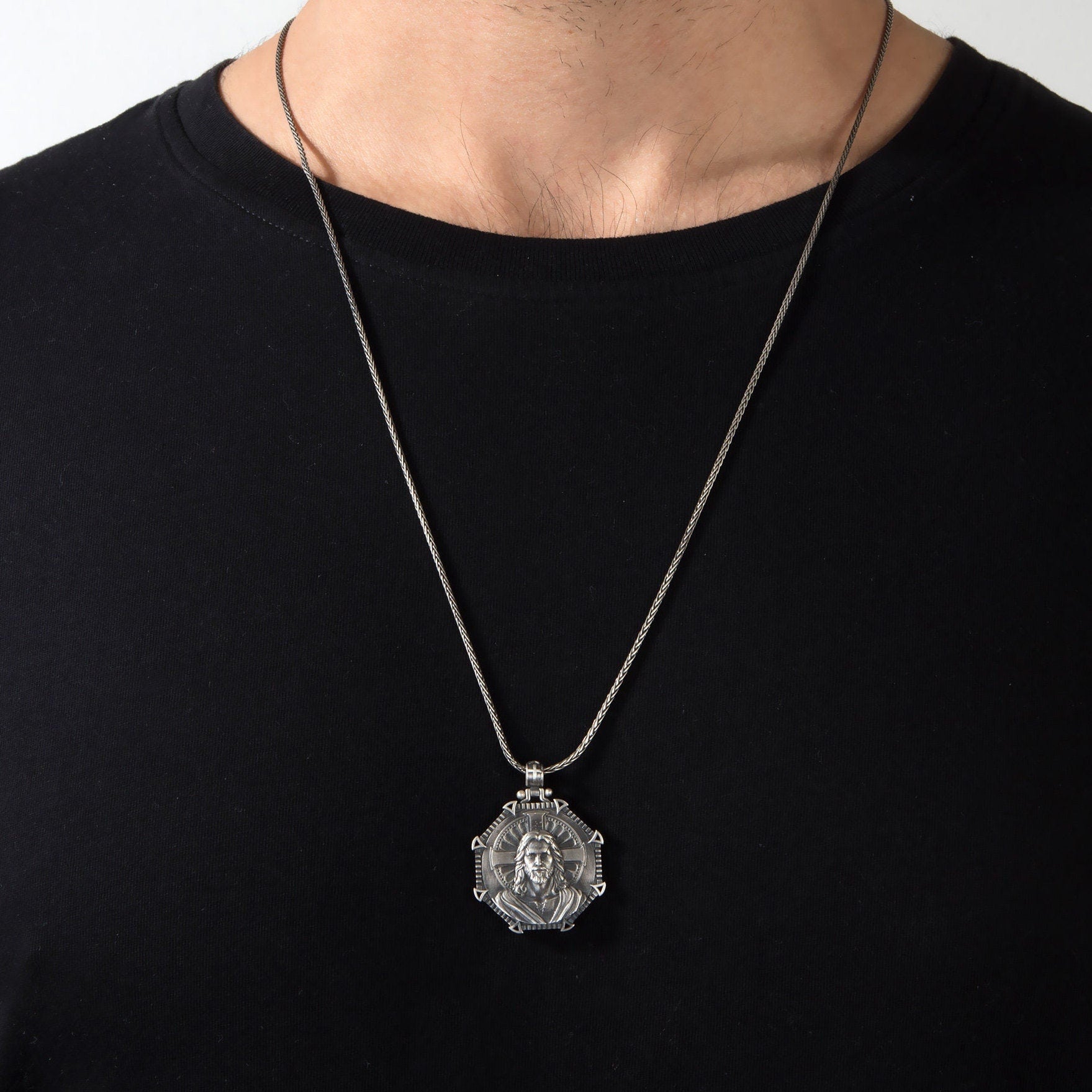 Sterling Silver Cross Necklaces For Men, Jesus Crucifix Necklaces For Women, Religious Jewelry, Birthday Gifts, Unique Gift For Father's Day