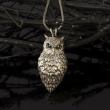 Sterling Silver Owl Necklace, Silver Owl Pendant, Oxidized Solid Silver Animal Necklace, Gift Jewelry For Men, Unique Gift For Father's Day