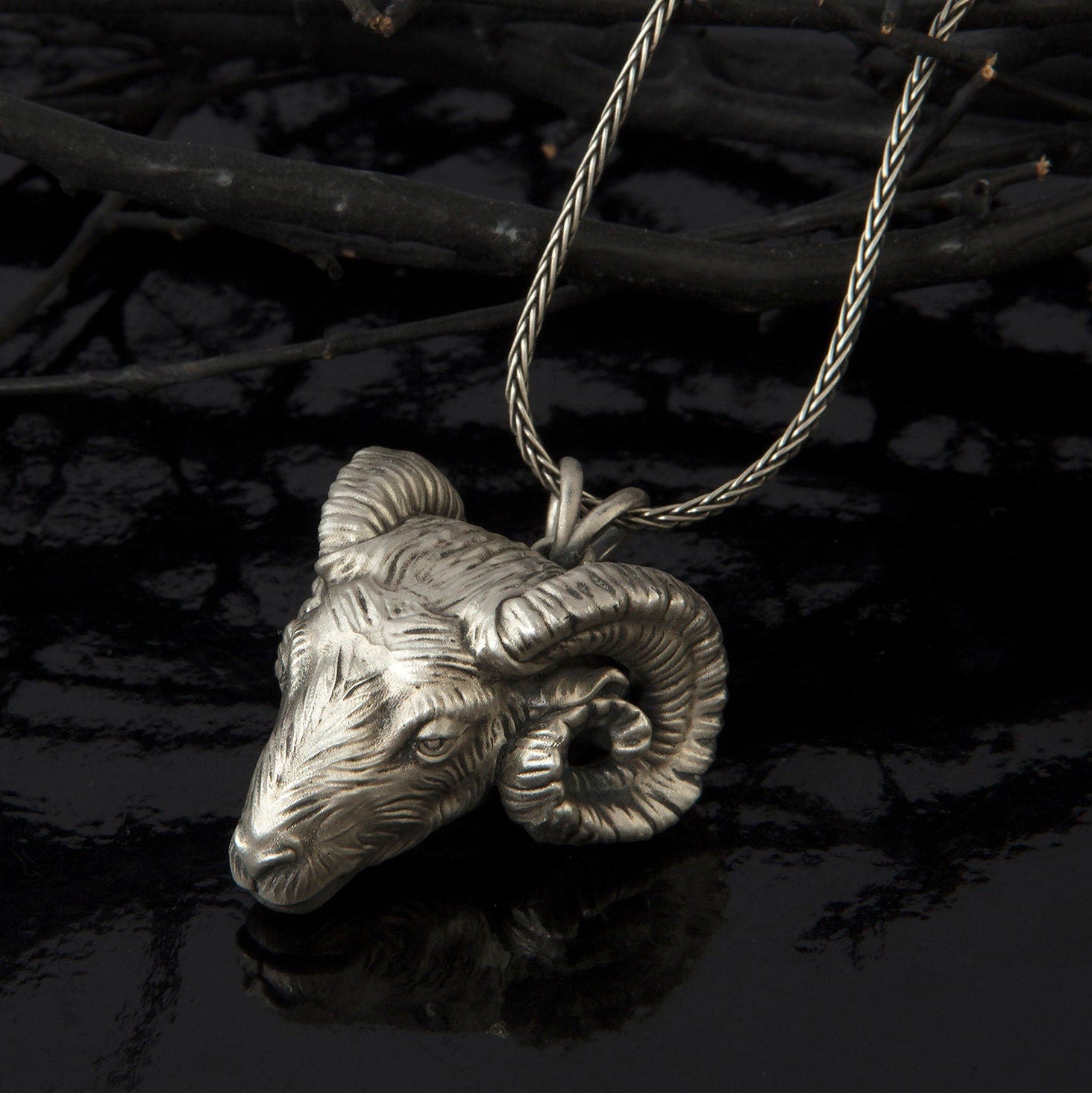 Ram Head Necklace, Necklace For Man, 925 Solid Silver Ram Pendant, Gift For Men's, Aries Zodiac Man Necklace, Unique Gift For Father's Day