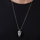 Sterling Silver Rhino Man Necklace, Rhino Head Pendants, Animal Necklaces, Gift For Men's, Gift For Father's, Unique Gift For Father's Day