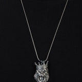 Sterling Silver Gorilla Necklace, King Crowned Gorilla Pendant, Monkey Pendant, Gift For Man, Animal Pendants, Unique Gift For Father's Day