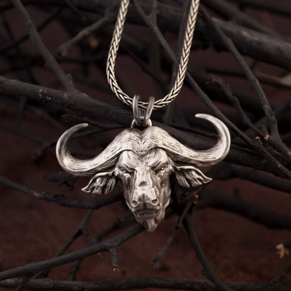 Solid Silver Buffalo Man Pendants, American Buffalo Necklace, Oxidized Buffalo Head Pendant, Gift For Fathers, Unique Gift For Father's Day