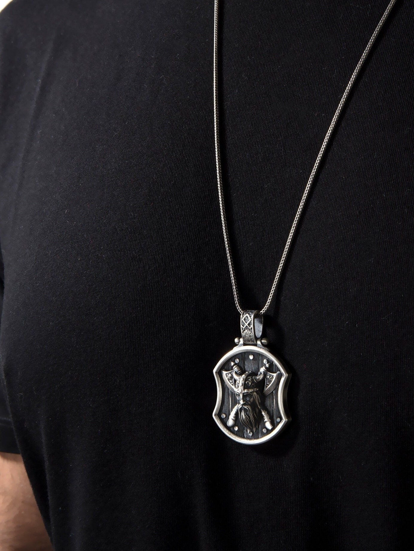 Viking God Odin Solid Silver Necklace, Scandinavian Jewelry For Men, Warrior Axe Pendant, Gift For Boyfriends, Unique Gift For Father's Day