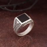 Square Onyx Ring, Black Onyx Silver Ring, Engagement Gift Ring For Man, Wedding Ring For Men, Signet Man Ring, Unique Gift For Father's Day