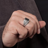 Square Onyx Ring, Black Onyx Silver Ring, Engagement Gift Ring For Man, Wedding Ring For Men, Signet Man Ring, Unique Gift For Father's Day