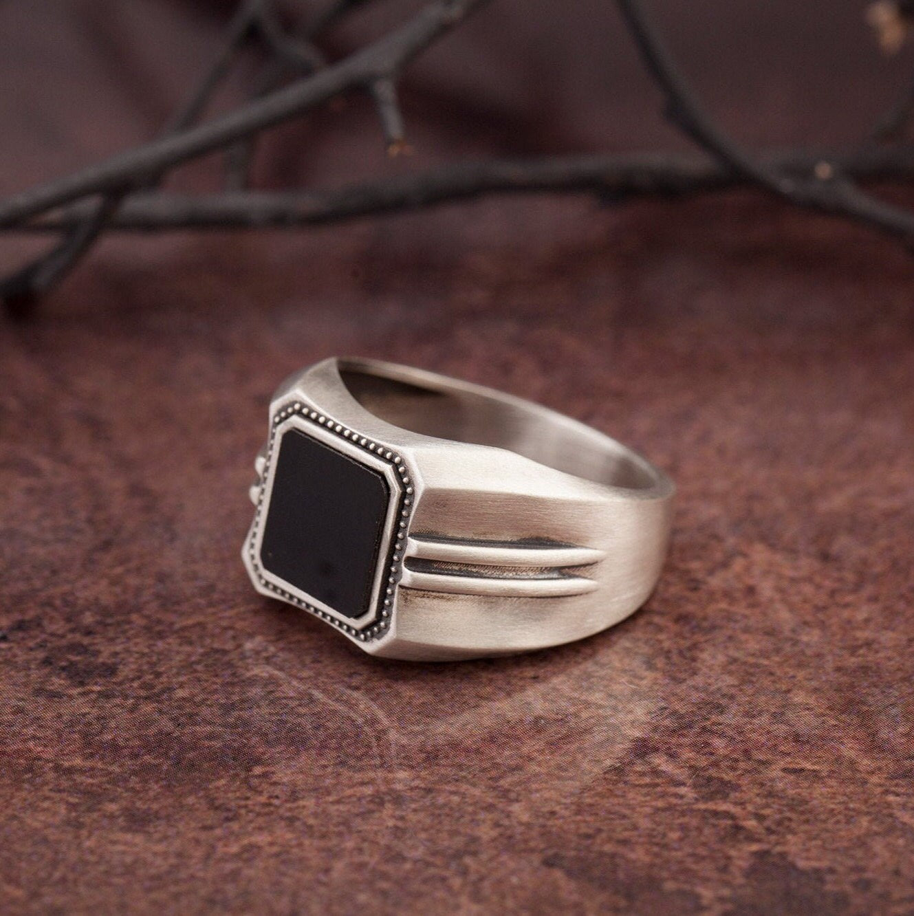 Onyx Wedding Ring For Men, Black Onyx Ring, Men's Engagement Rings, Men's 925 Silver Modern Ring, Signet Ring, Unique Gift For Father's Day