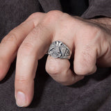 Sterling Silver Statement Masons Ring, Double Headed Masonic Eagle Ring, Freemasons Rings, Men's Signet Rings, Unique Gift For Father's Day