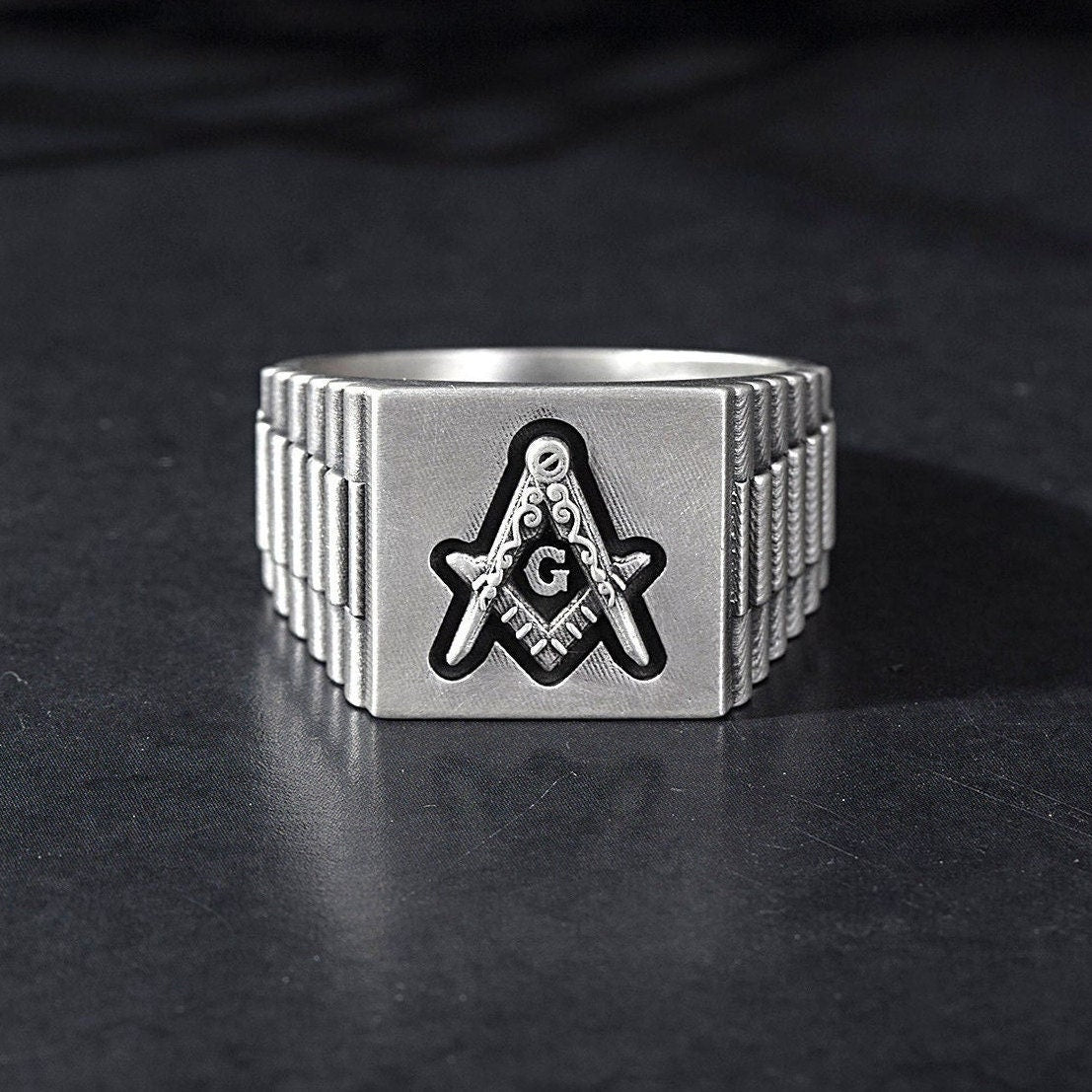 Solid Silver Masonic Rings, Jewelry Gift Ring For Masons, Master Mason Special Design Ring, Freemason G Rings, Unique Gift For Father's Day