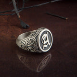 Initial Letter Men Rings, Men's Wedding Ring, Family Signet Man Ring, Silver Family Name Ring, Statement Ring, Unique Gift For Father's Day