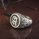 Initial Letter Men Rings, Men's Wedding Ring, Family Signet Man Ring, Silver Family Name Ring, Statement Ring, Unique Gift For Father's Day