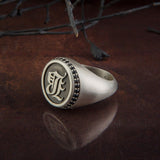 Men's Statement Silver Rings, Black Diamond Wedding Engagement Man Ring, Personalized Letter Initial Men Ring, Unique Gift For Father's Day
