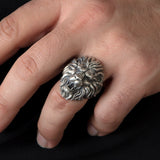 Silver Lion Men Ring, African Lion Ring, Statement Rings, Animal Signet Rings, Gift For Men, Gift for Fathers, Unique Gift For Father's Day