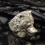 Silver Bear Ring, Wild Angry Bear Ring, Statement Man Ring, Gift For Men, Bear Head Ring, Animal Signet Rings, Unique Gift For Father's Day