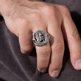 Sterling Silver Saint George Rings, Religious Jewelry For Men, St George Protect Us, Christian Statement Ring, Unique Gift For Father's Day