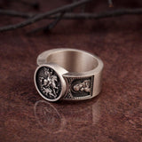 Saint George With The Dragon Ring, 925K Silver St George Ring, Religious Gifts For Men, Christian Signet Rings, Unique Gift For Father's Day