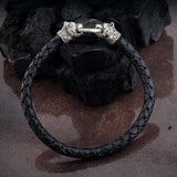 Sterling Silver Bear Bracelet, Wild Bear Head Bracelet, Men's Leather Bracelet, Gift For Men, Animal Bracelet, Unique Gift For Father's Day