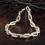 Byzantine Chain Bracelet, Curb Chain Bracelet, Unique Man Silver Bracelet, 925 Sterling Silver Chain Bracelet, Christmas Gifts, Black Friday