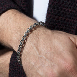 Cross Patterned Chain Bracelet, Men's Chain Bracelets, Oxidized Silver Chain Men Gifts, Unique Cross Bracelet, Unique Gift For Father's Day