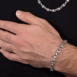 Silver Chunky Bracelets, Silver Byzantine Chains, Silver Handmade Engraved Bracelet, Father's Silver Bracelet, Unique Gift For Father's Day