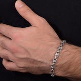 Silver Chunky Bracelets, Silver Byzantine Chains, Silver Handmade Engraved Bracelet, Father's Silver Bracelet, Unique Gift For Father's Day