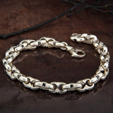 Sterling Silver Chunky Bracelet, Byzantine Chains, Men's Handmade Chain Bracelets, Black Diamond Men Bracelet, Unique Gift For Father's Day