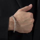 Sterling Silver Chunky Bracelet, Byzantine Chains, Men's Handmade Chain Bracelets, Black Diamond Men Bracelet, Unique Gift For Father's Day