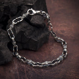 925 Solid Silver Chunky Chains, Engraved Chains, Handmade Chain Bracelets For Man, Unique Bracelet Dads Gifts, Unique Gift For Father's Day