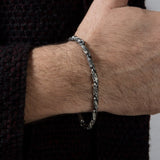 Silver Byzantine Chain, Handmade Engraved Chain Bracelets, Unique Bracelets Gift For Men, Gift For Boyfriends, Unique Gift For Father's Day