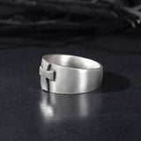 Silver Cross Rings For Men, Crucifix Statement Rings, Wedding Man Band, Religious Jewelry For Men, Fathers Gift,