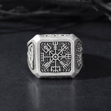 Men's Silver Compass Rings, Viking Compass Ring, Vegvisir Ring With Nordic Symbols, Life Of Tree Ring For Man, Unique Gift For Father's Day