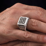 Men's Silver Compass Rings, Viking Compass Ring, Vegvisir Ring With Nordic Symbols, Life Of Tree Ring For Man, Unique Gift For Father's Day