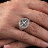 Sterling Silver Compass Rings For Men, Nautical Compass Ring, Gift for Boyfriends, Silver Jewelry for Marines, Unique Gift For Father's Day