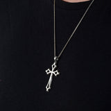 Men’s Sterling Silver Gothic Cross Necklace - Religious Jewelry