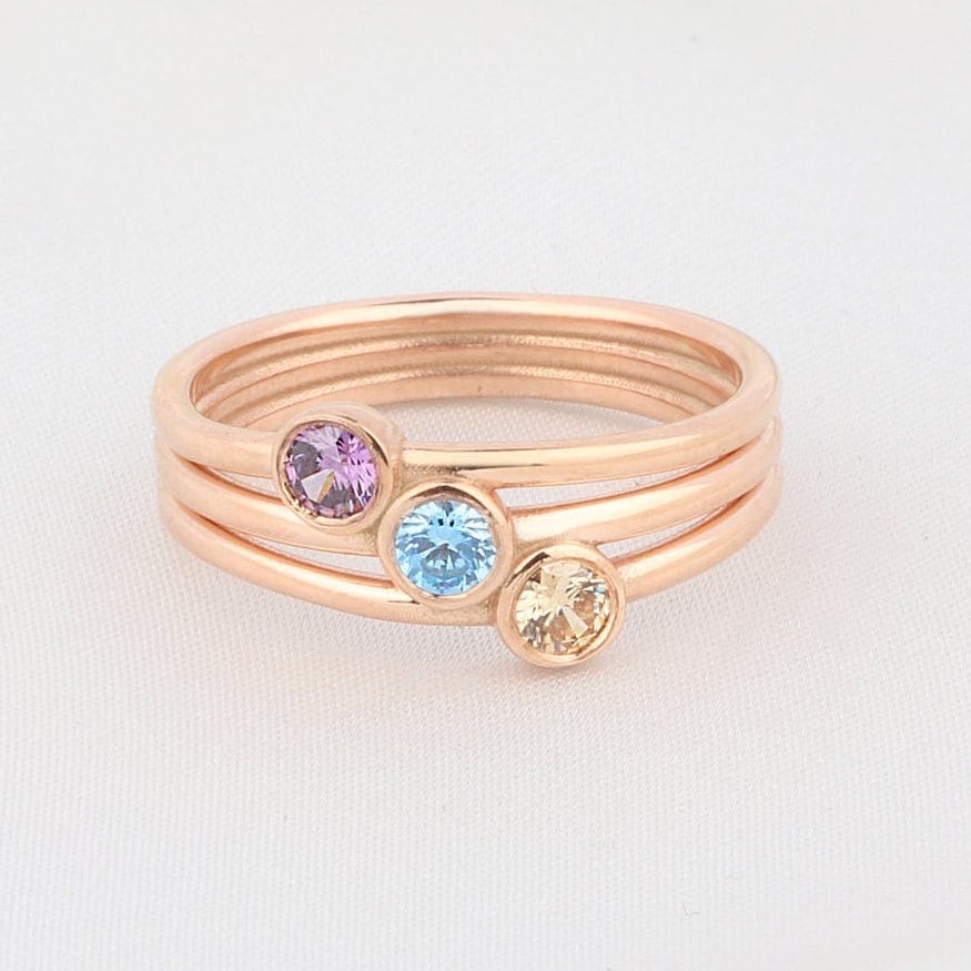10K Gold Multi-Band Birthstone Ring, Personalized Gift For Mothers, Silver Birthstone Ring, Family Ring For Grandmas, Gift For Mothers Day