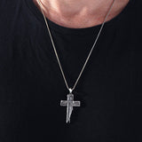 Sterling Silver Nail & Wood Cross Necklace for Men | 925 Faith Pendant