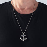Mariner Men's Silver Anchor Pendant, Nautical Anchor Necklaces, Sterling Silver Anchor Necklace For Sailor Man, Unique Gift For Father's Day