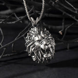 Solid Silver Lion Man Necklaces, Animal Pendants, Oxidized Unique Lion Head Necklace, Jewelry Gift For Men's, Unique Gift For Father's Day