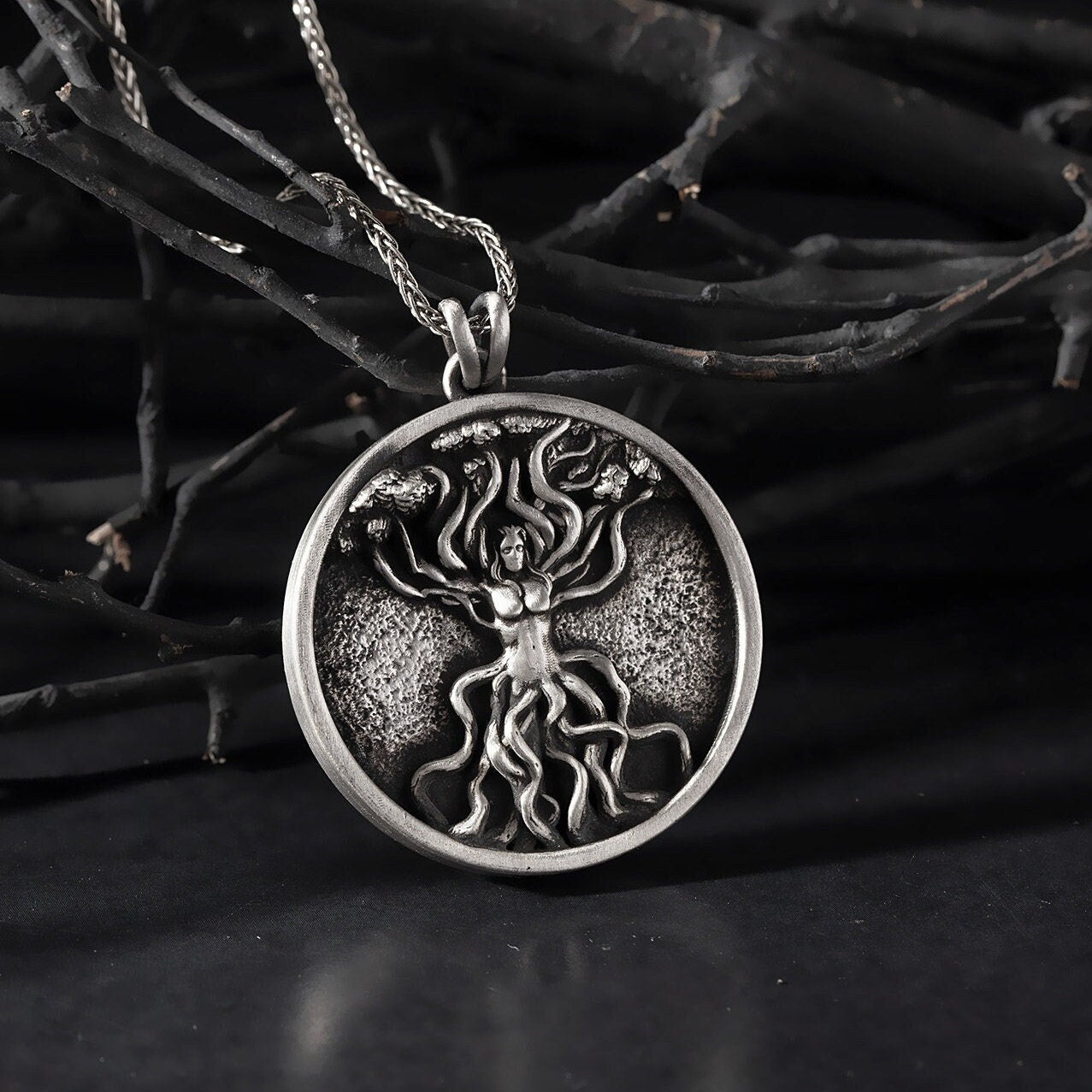 Silver Medusa Pendant, Ancient Greek Medusa Necklace, Gift For Men, Greek Mythology Pendant, Gift For Fathers, Unique Gift For Father's Day