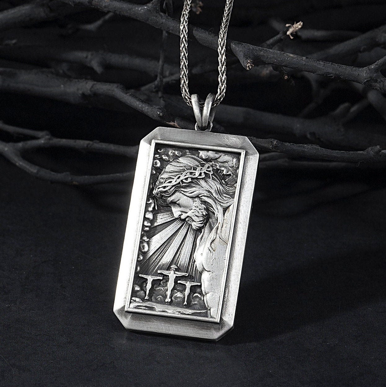 Sterling Silver Jesus Crucifix Necklace For Men, Cross Necklace For Women, Unisex Religious Jewelry, Unique Gift For Father's Day