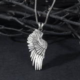 Guardian Angel Wing Men Necklace, Angel Wing Pendant, Sterling Silver Angel Pendant, Religious Charm Necklace, Unique Gift For Father's Day