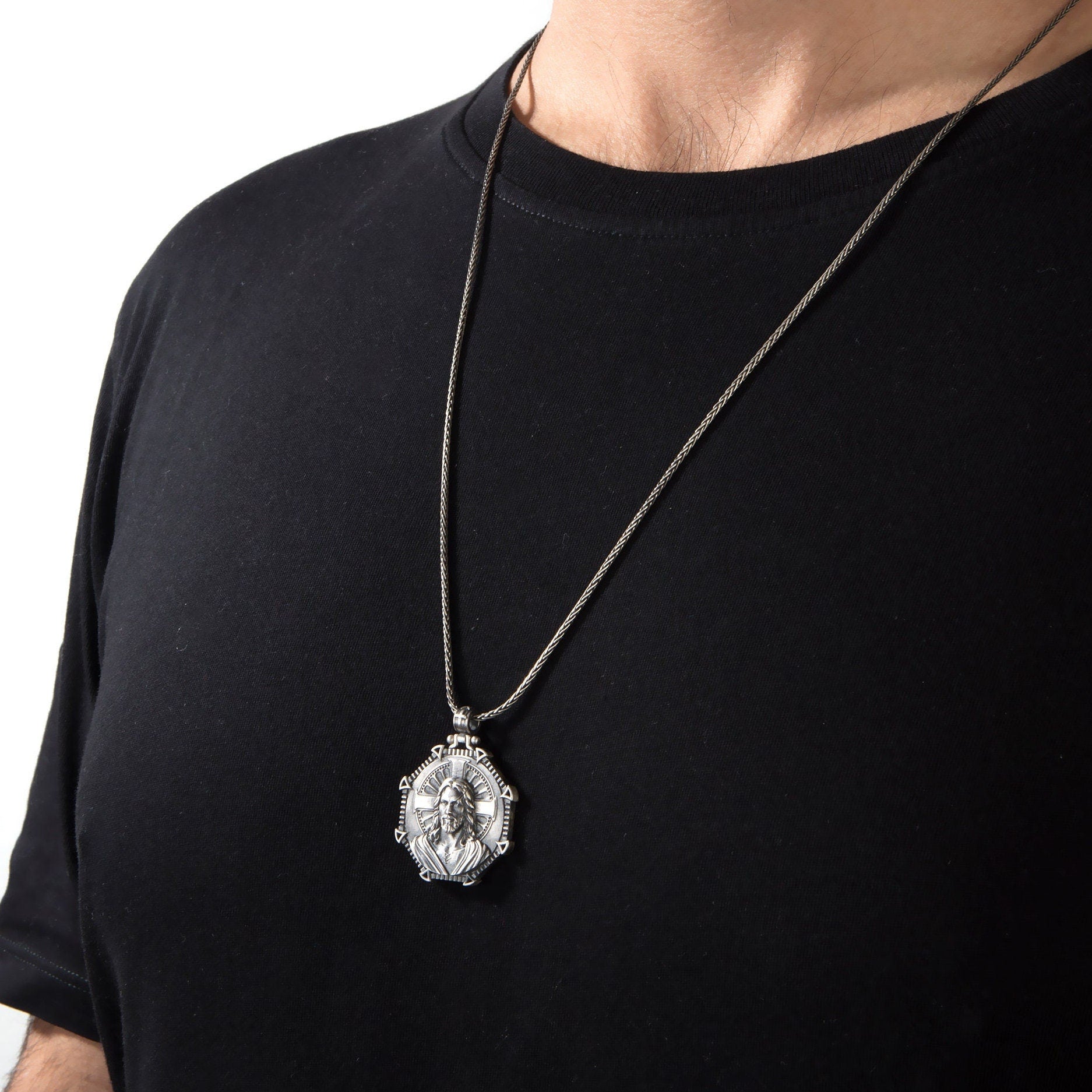 Sterling Silver Cross Necklaces For Men, Jesus Crucifix Necklaces For Women, Religious Jewelry, Birthday Gifts, Unique Gift For Father's Day