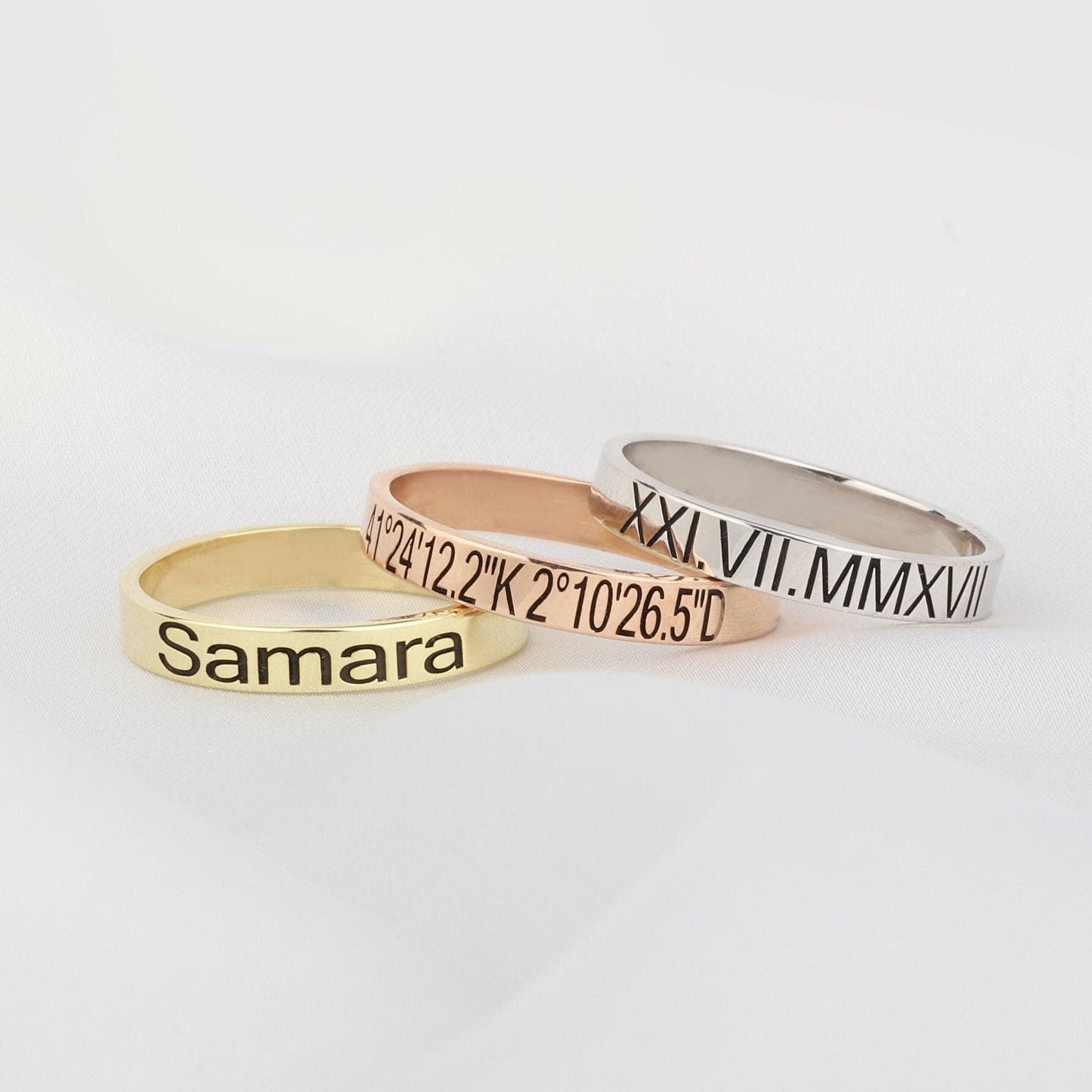 Personalized Silver Dainty Name Rings, 14K Solid Gold Custom Made Initial Bands, Family Statement Rings For Mothers, Gift For Mothers Day