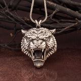 Wild Tiger Necklace, Silver Tiger Pendant, Animal Pendant, Big Cat Necklace, Gift For Men, Tiger Head Pendant, Unique Gift For Father's Day