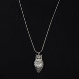 Sterling Silver Owl Necklace, Silver Owl Pendant, Oxidized Solid Silver Animal Necklace, Gift Jewelry For Men, Unique Gift For Father's Day