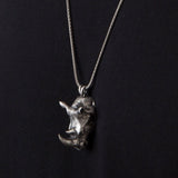 Sterling Silver Rhino Man Necklace, Rhino Head Pendants, Animal Necklaces, Gift For Men's, Gift For Father's, Unique Gift For Father's Day